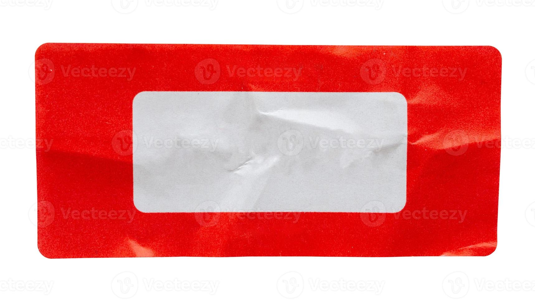Red paper sticker label isolated on white background photo