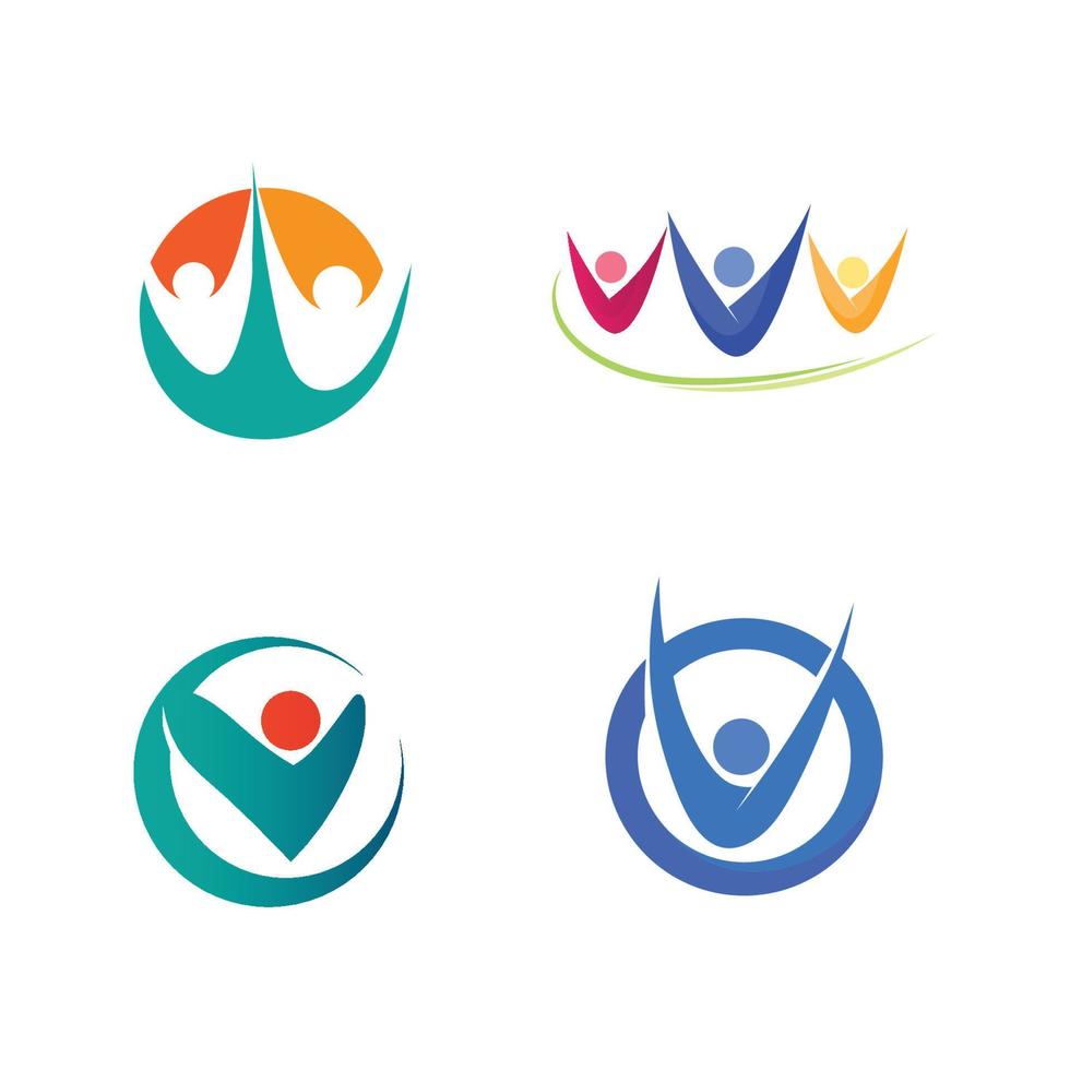diseño abstracto del logotipo de la gente. gente divertida, gente sana, deporte, símbolo de la gente de la comunidad ilustración vectorial vector