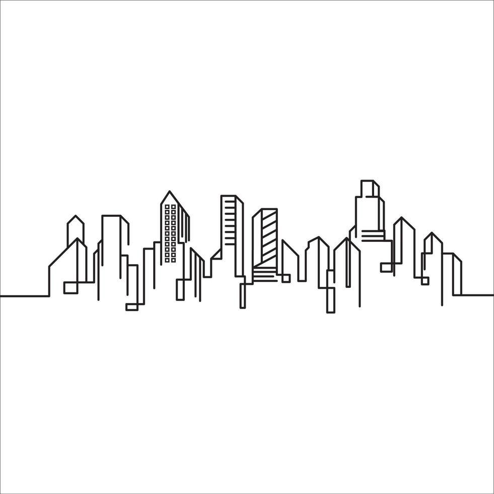 City Building Line art Vector Illustration template