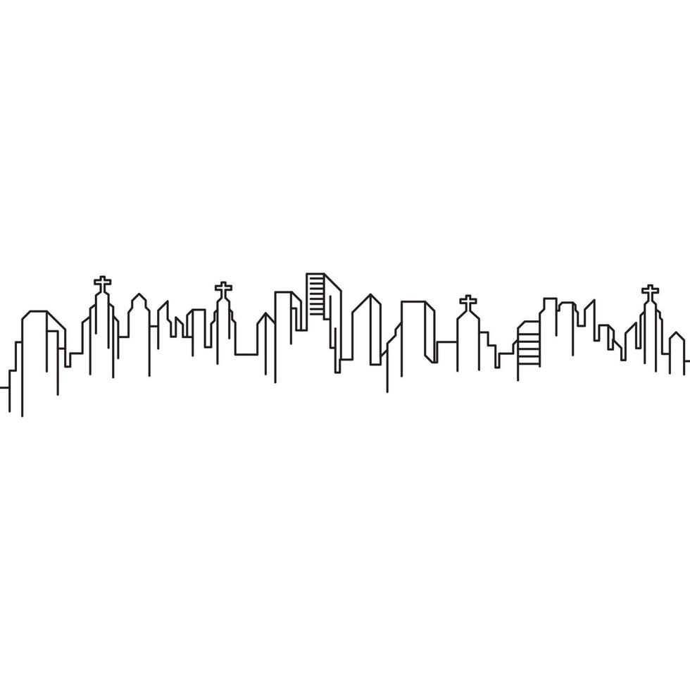 City Building Line art Vector Illustration template