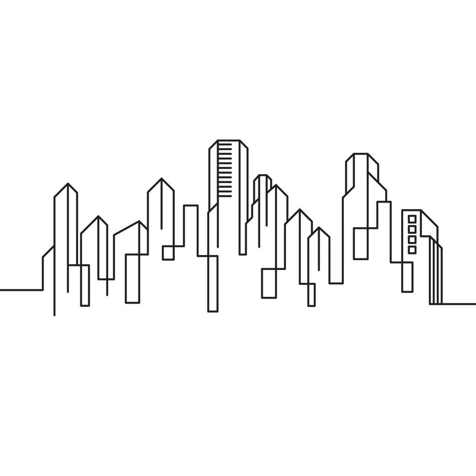 plantilla de ilustración de vector de arte de línea de edificio de ciudad