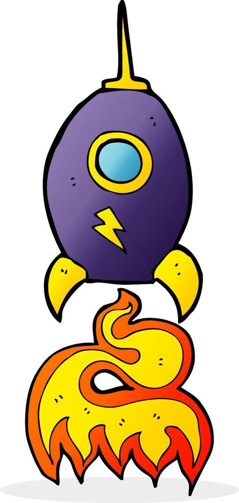 doodle cartoon spaceship vector