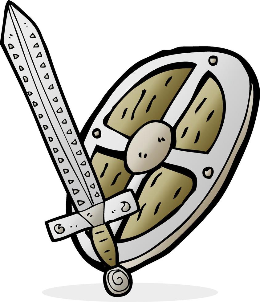 doodle cartoon shield vector