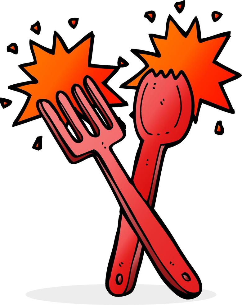 doodle cartoon cutlery vector