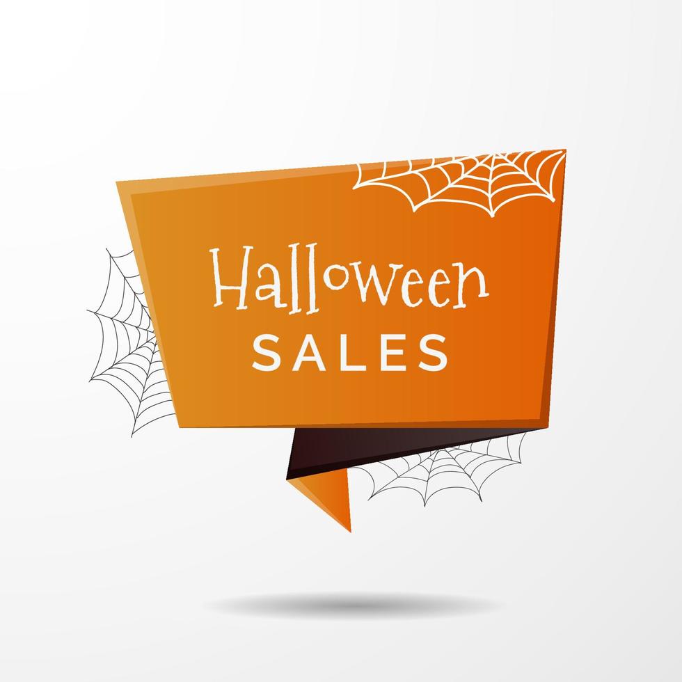 etiqueta de venta de halloween en estilo origami vector