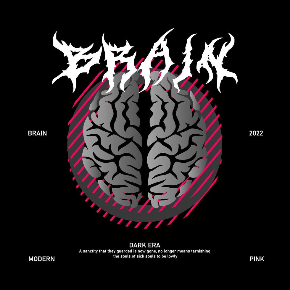 The brain retro streetwear design vector