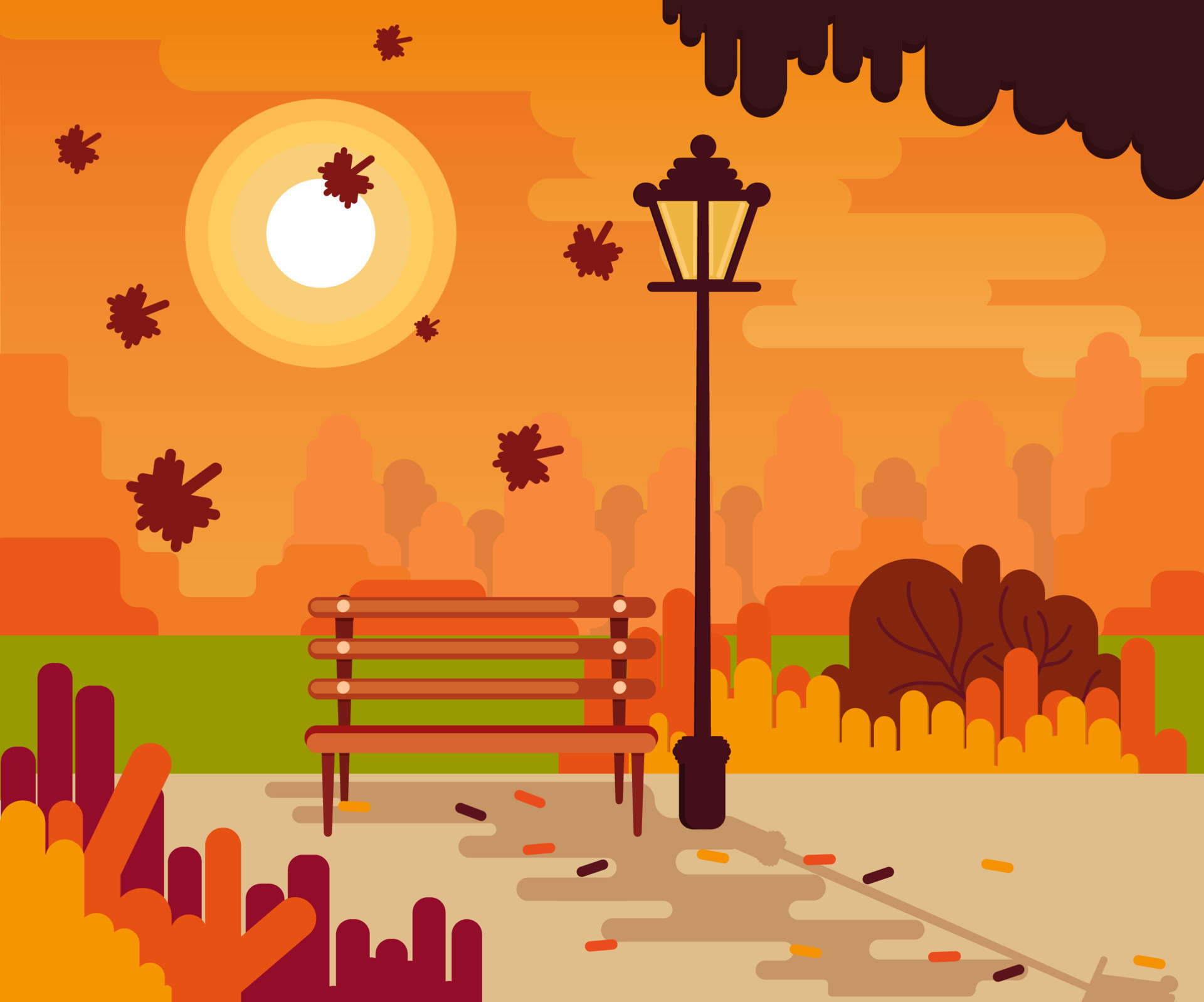 Vector Graphic Illustration Of Garden Design At Dusk 12968580 Vector vector-graphic-illustration-of-garden-design-at-dusk-12968580-vector