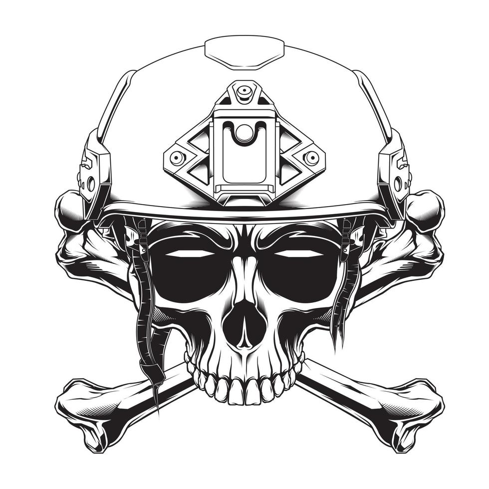 tactical soldier black and white color vector
