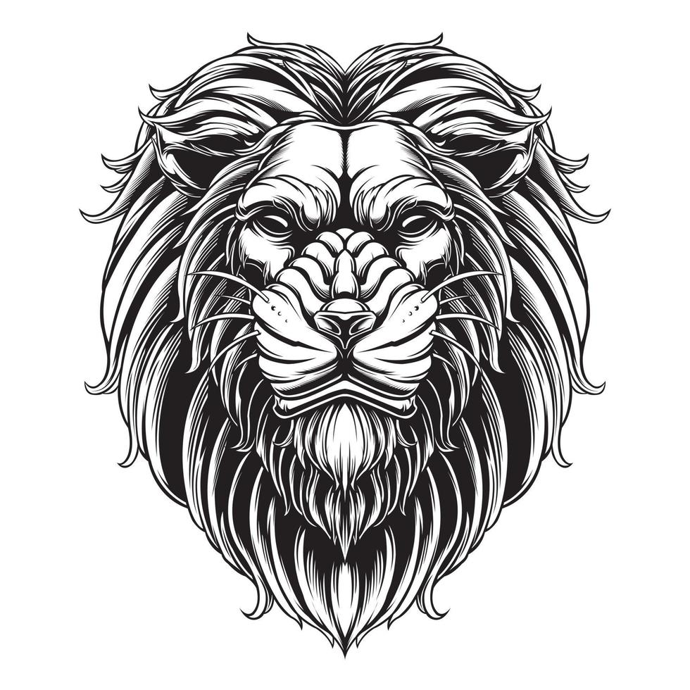 diseño vectorial cabeza de león versión en blanco y negro vector