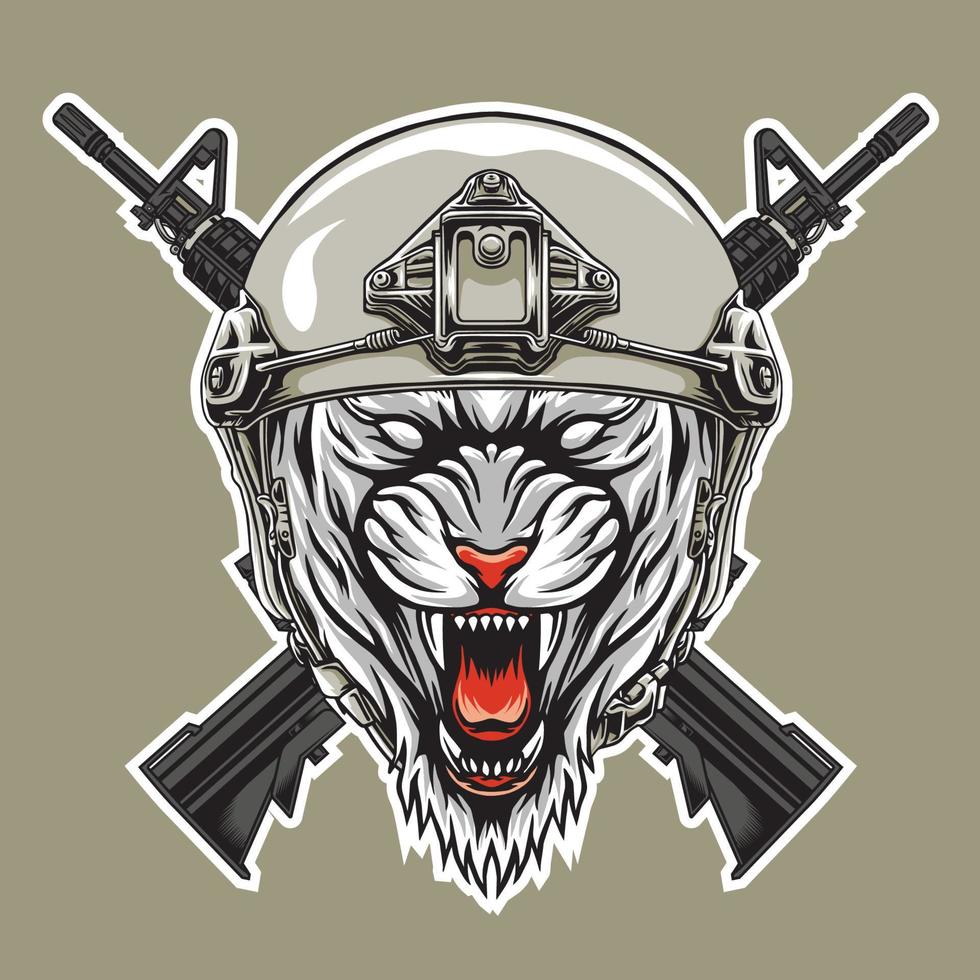 design military head tiger vector illustration