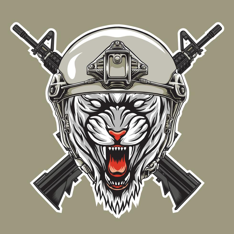 diseño militar cabeza tigre vector ilustración