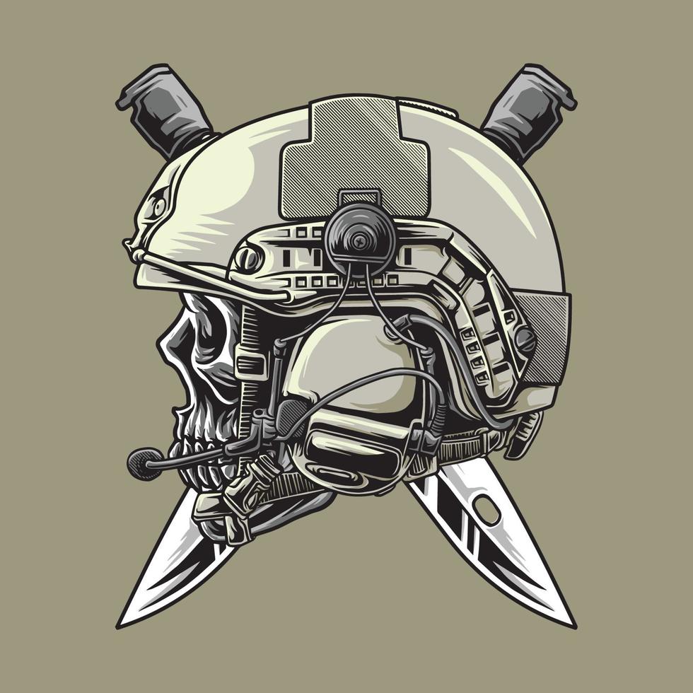 skull and tactical helm army vector