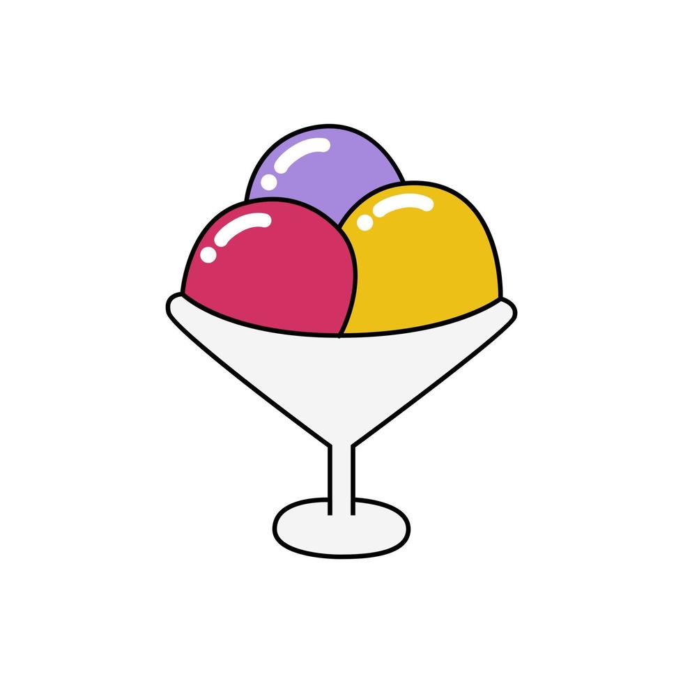 helado en un bol. bolas de helado brillantes. ilustración de stock vectorial. vector