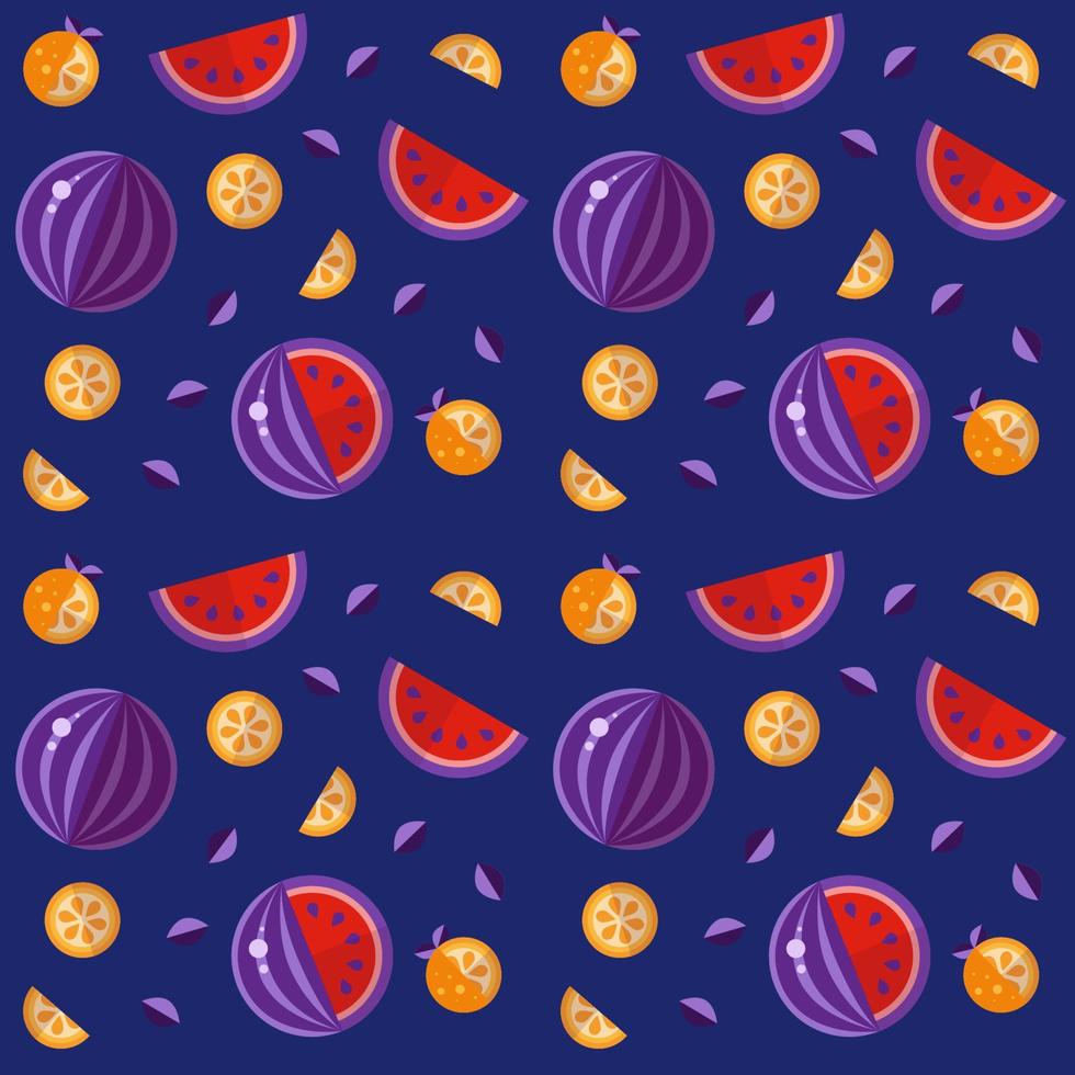 Watermelons and oranges fruit pattern. Bright pattern with watermelons and oranges. Vector pattern.