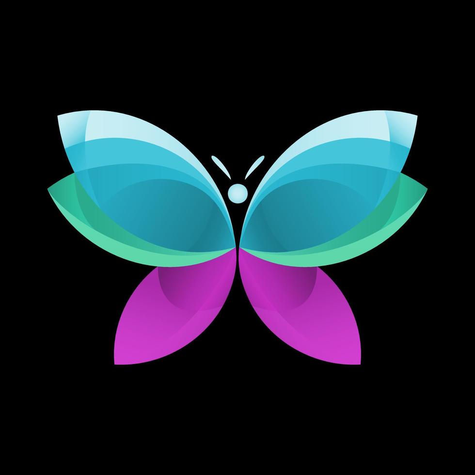 Butterfly in flat style. Butterfly with a gradient fill. Isolated minimal butterfly on one color background. Vector stock illustration.