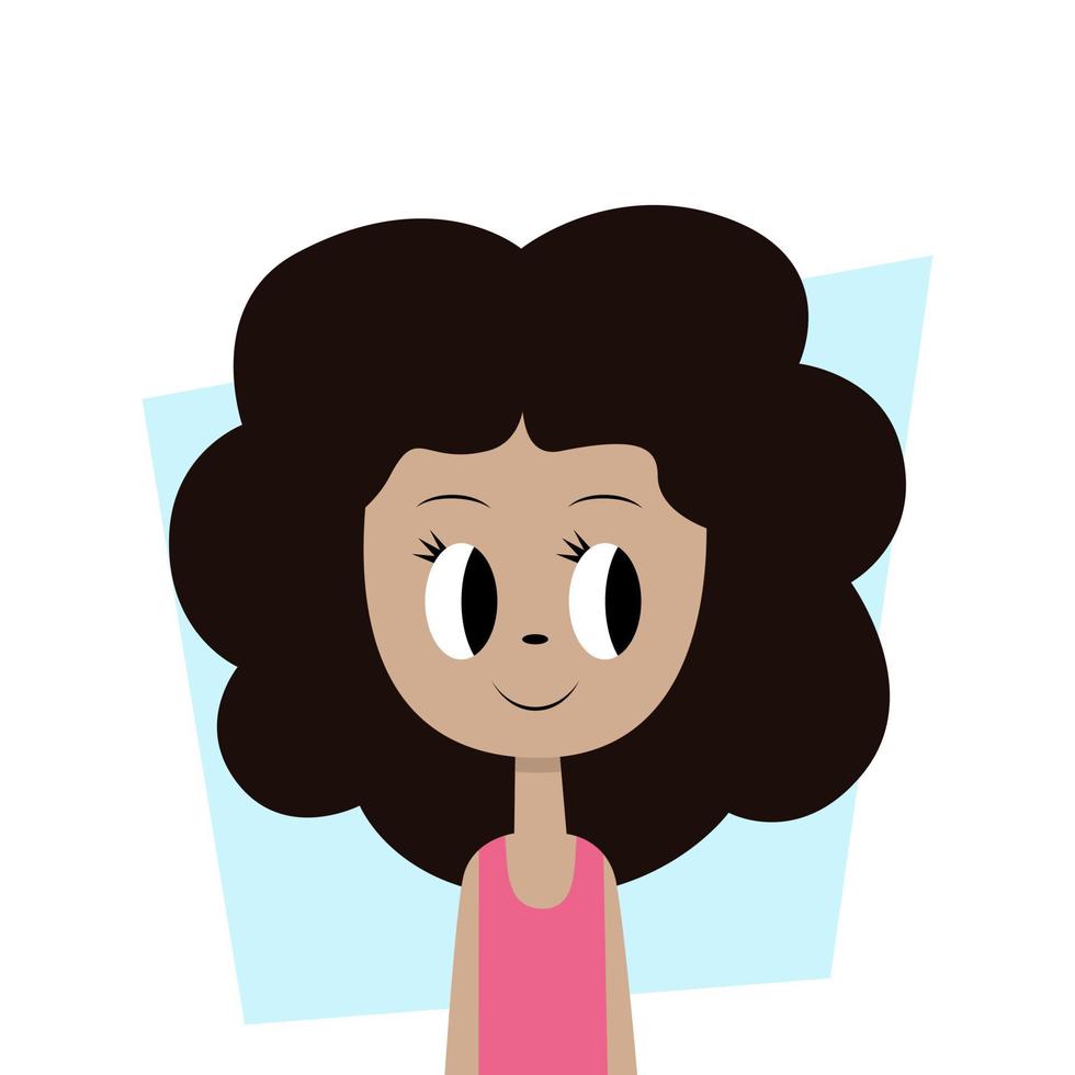 hermosa mujer de moda con cabello abstracto y elementos. lindo personaje de niña para el día de la mujer, día de la madre, regalo para hermana o amiga. estilo plano de dibujos animados. ilustración de stock vectorial. vector