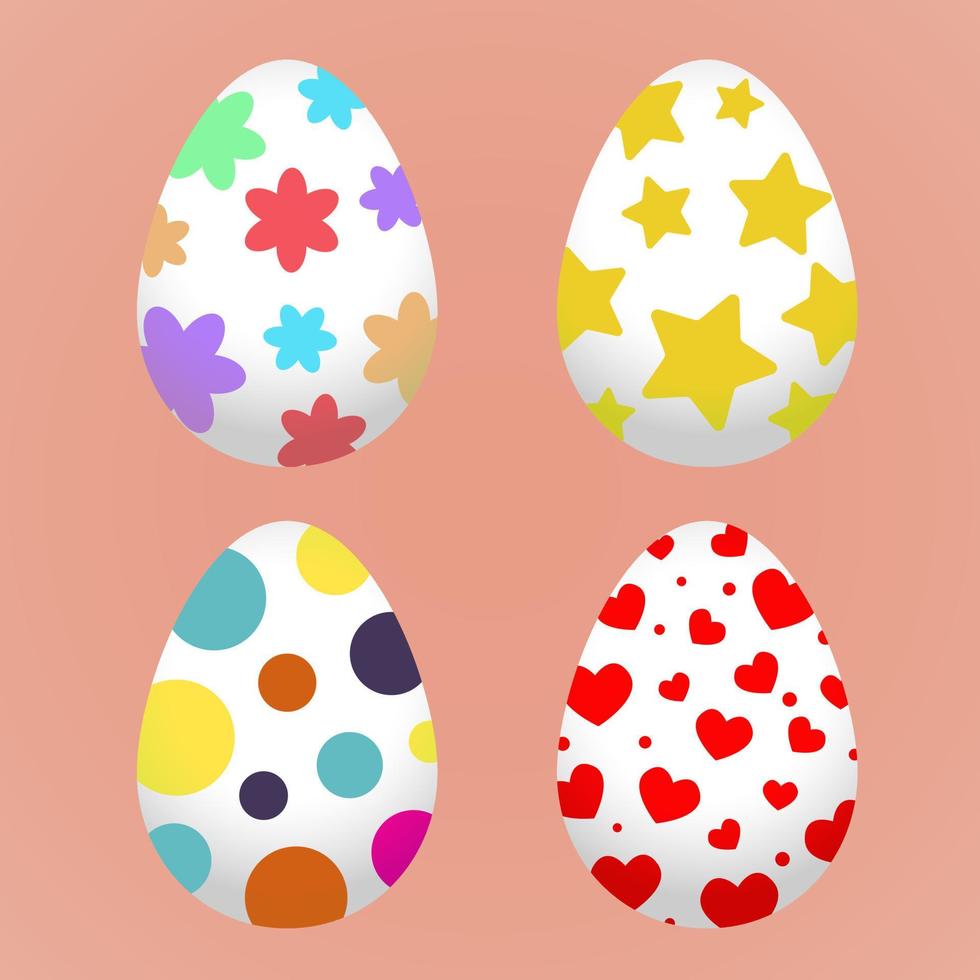 Easter colorful eggs set. Bright Easter eggs. Vector stock illustration.