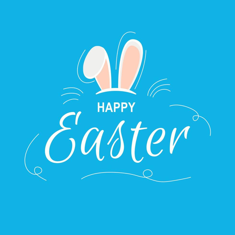 Easter flyer with bunny. Bright Easter banner with with rabbit ears. Vector stock illustration.