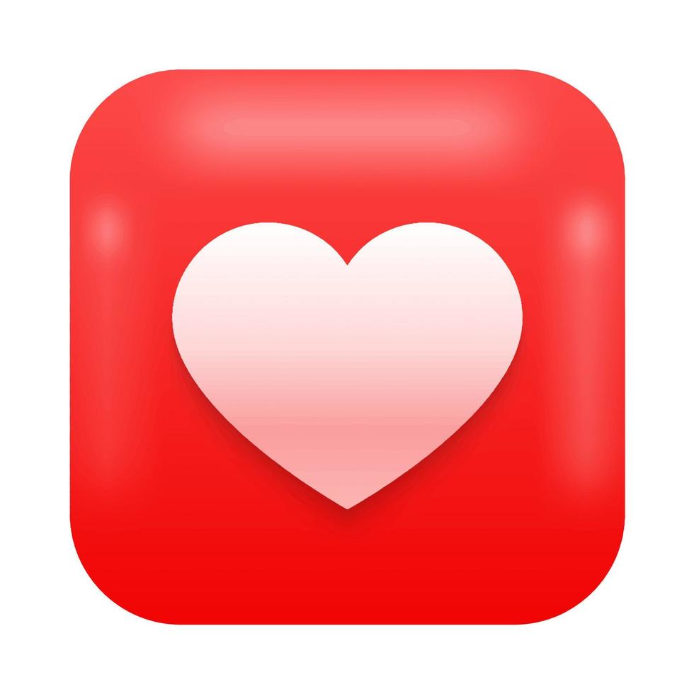 3d like heart social media icon, online communication, digital marketing symbol. Element for networking sites and applications. vector