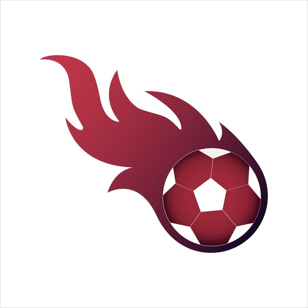 Soccer ball in a fiery flame. The soccer ball is flying in the air. Vector stock illustration.
