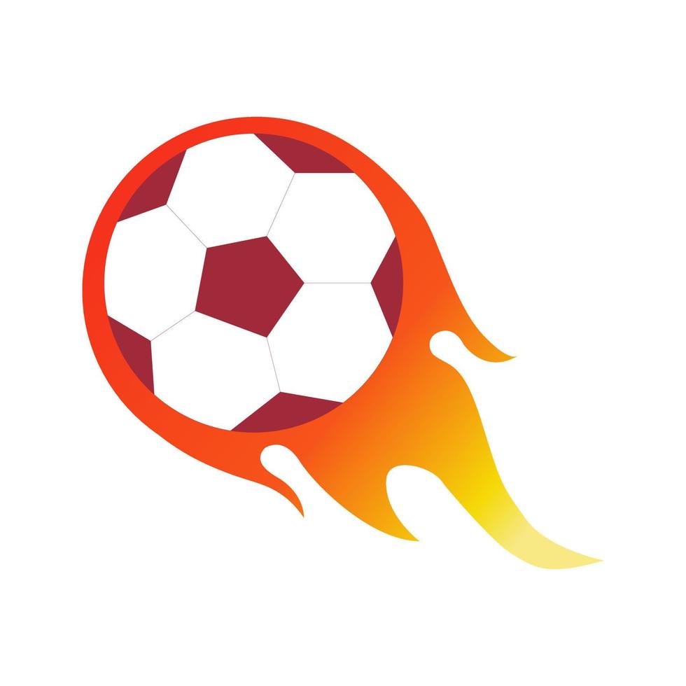 balón de fútbol en una llama ardiente. el balón de fútbol está volando en el aire. ilustración de stock vectorial. vector