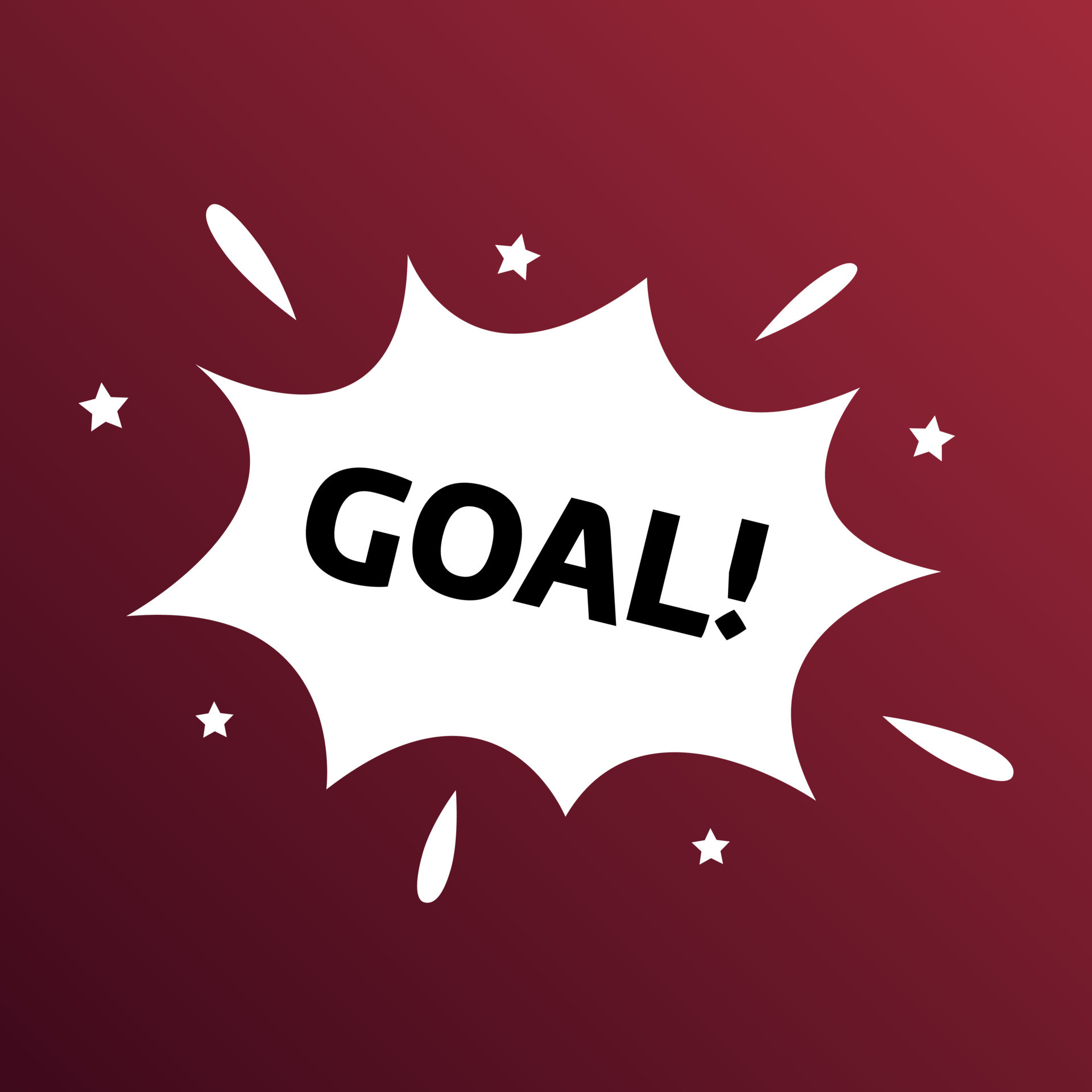 Soccer football goal text label. Pop art banner of sound exclamation