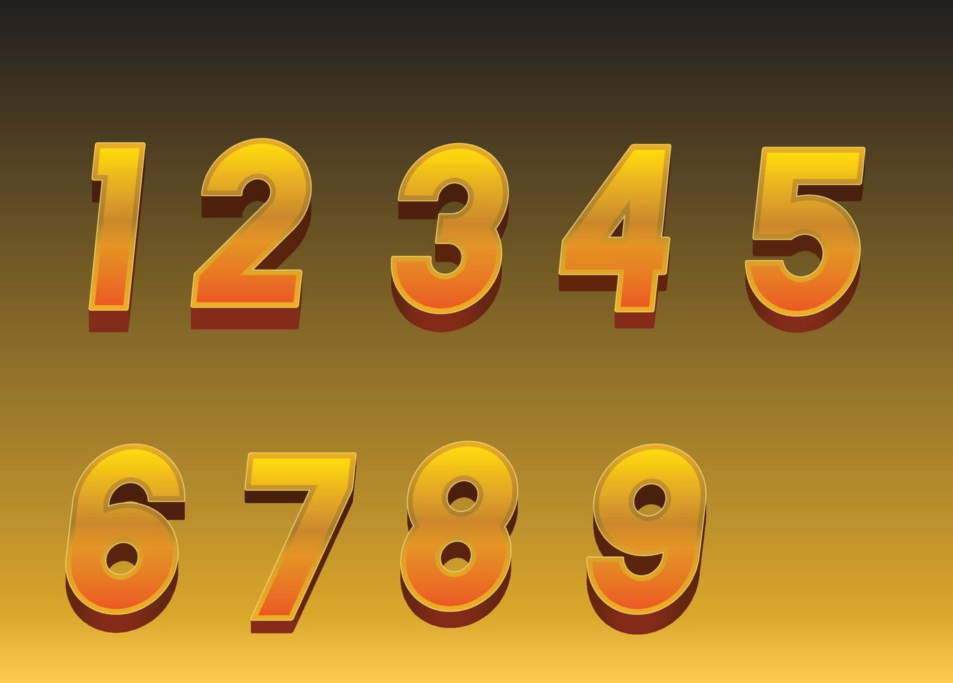 Gold Metallic Numbers font vector