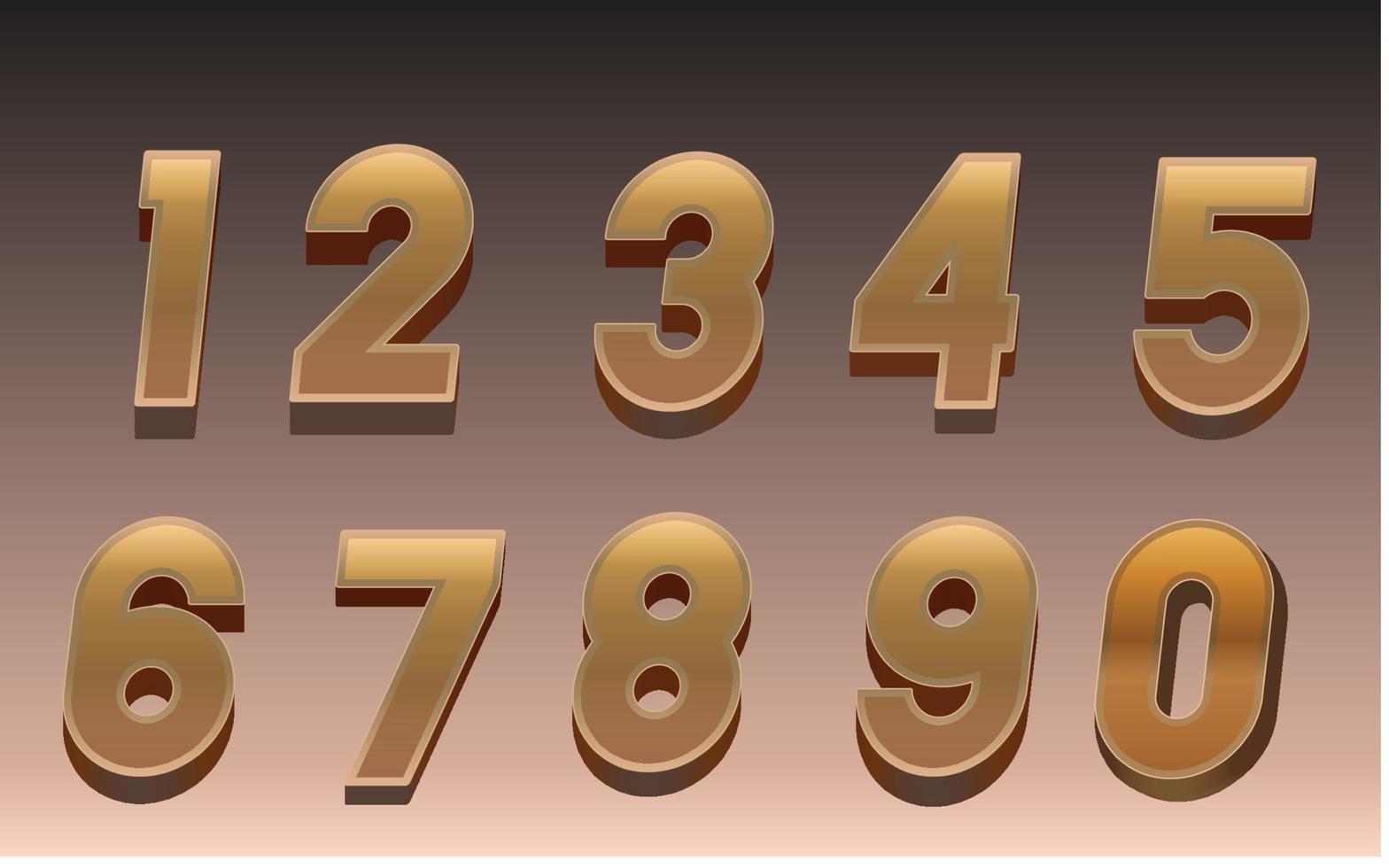 Brown Metallic Numbers font vector