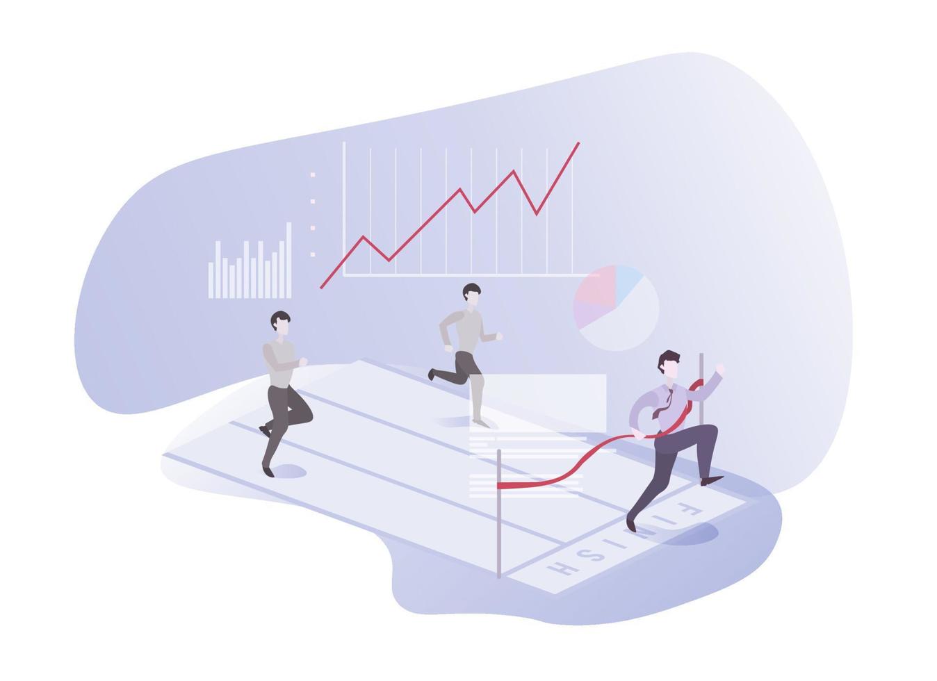 Illustration of business competition concept. Business people running. Illustration for web banner, business presentation and infographic vector