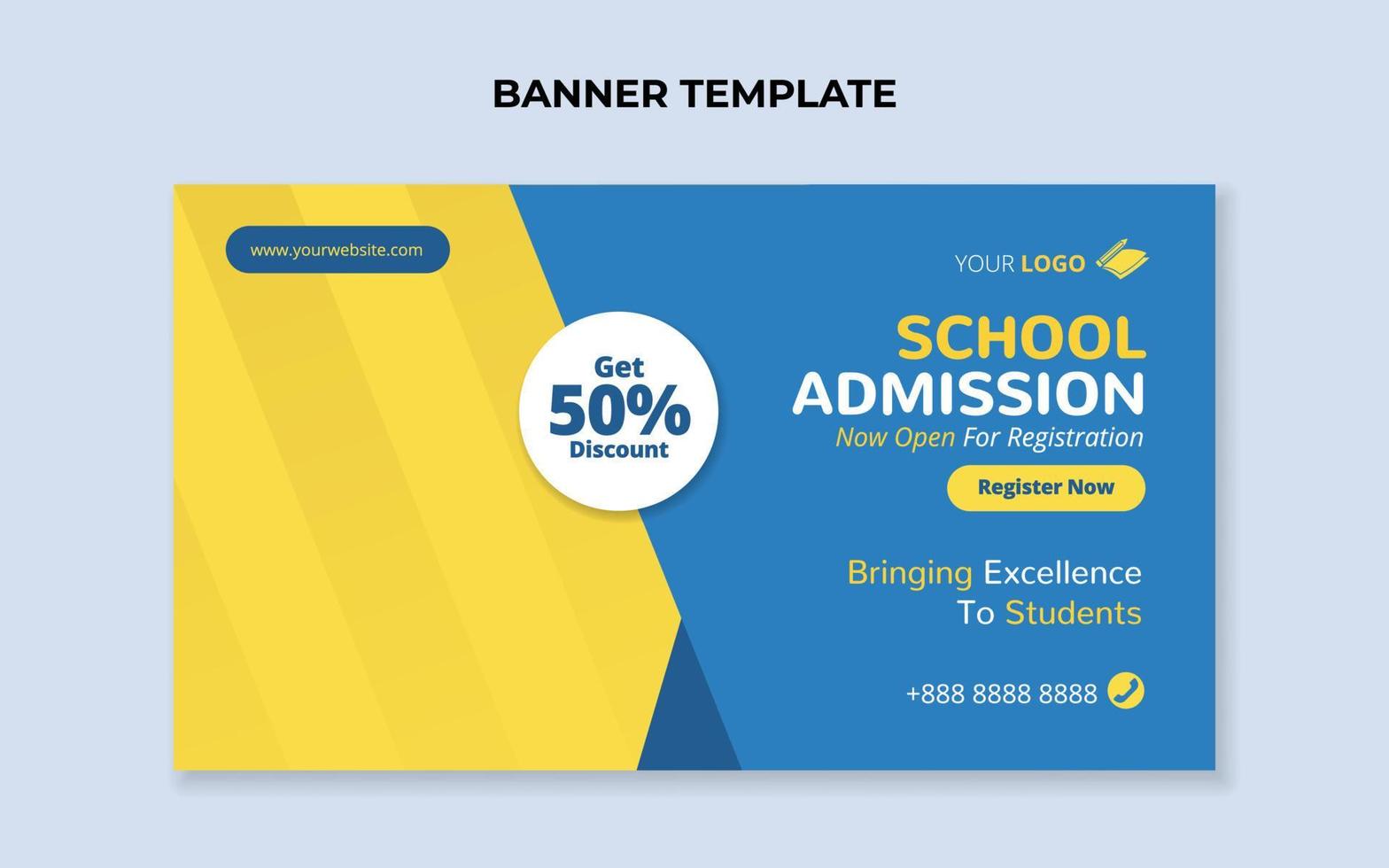 School education admission banner template vector