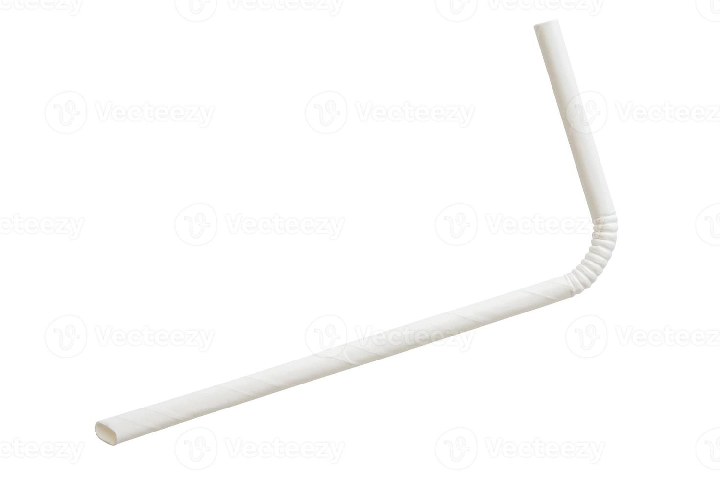 Biodegradable eco friendly white paper drinking straw mockup isolated on white background photo