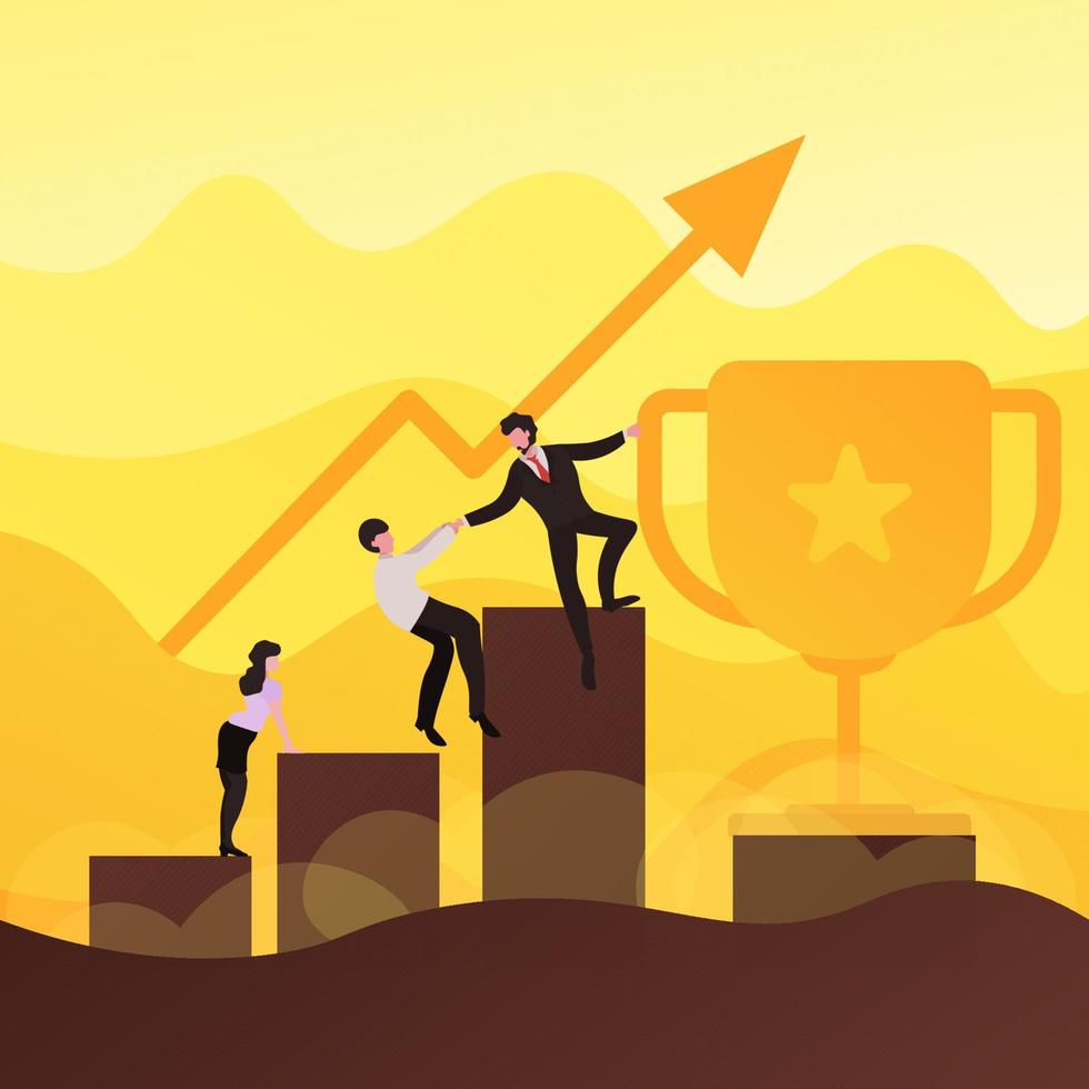Illustration of business teamwork, cooperation and partnership concept vector