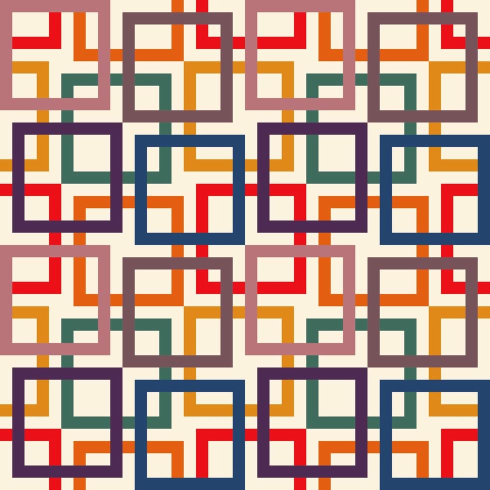 Square pattern background retro colors vector