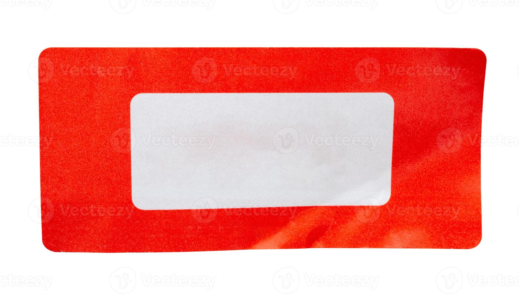 Red paper sticker label isolated on white background photo