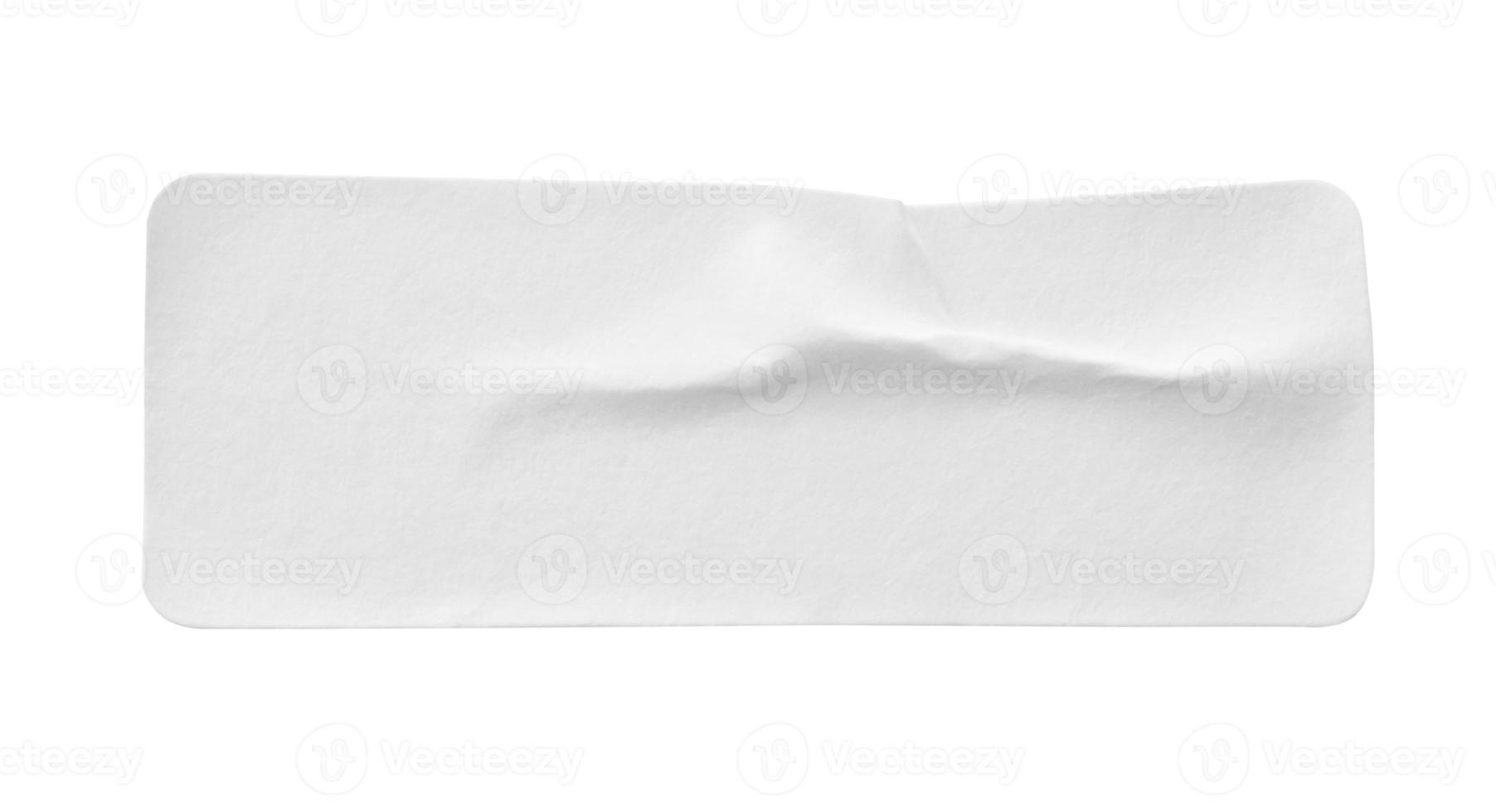 Blank white paper sticker label isolated on white background photo