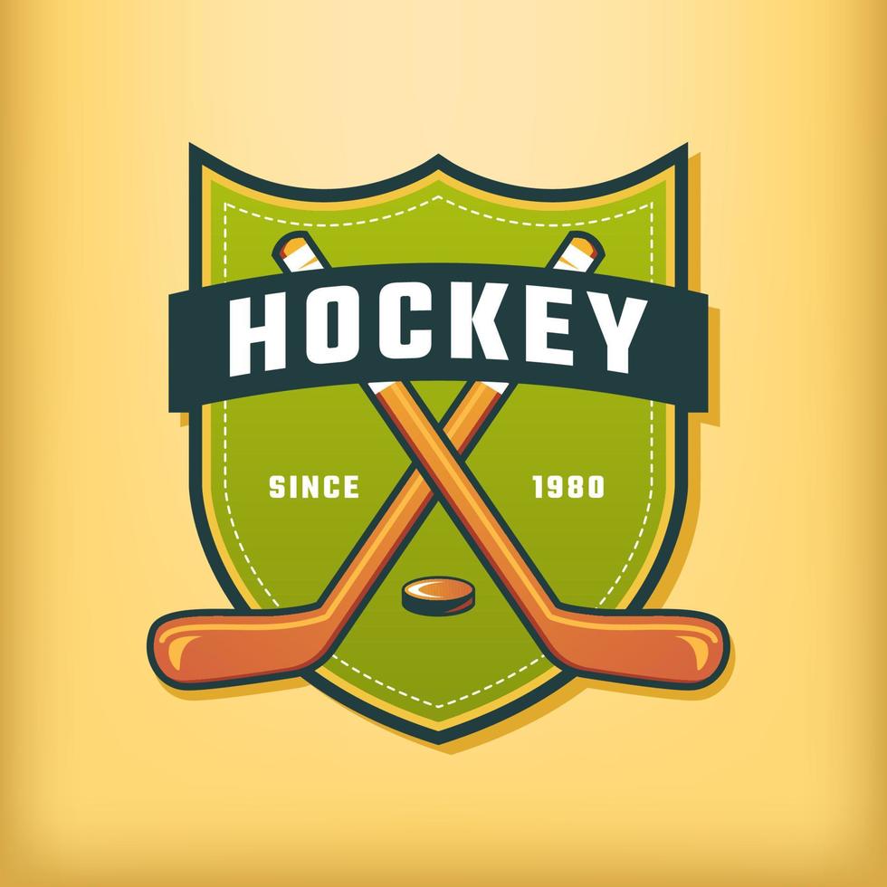 Hockey sports classic logo badge design vector