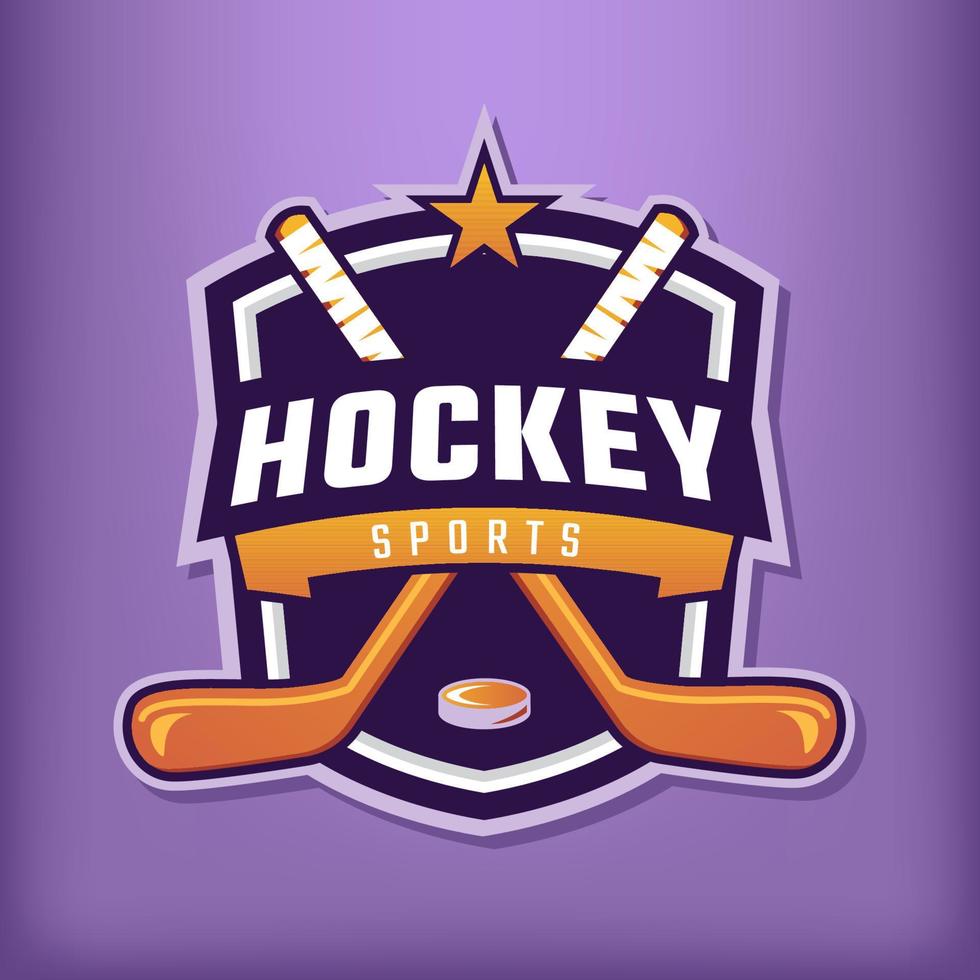 Hockey sports badge logo design template vector