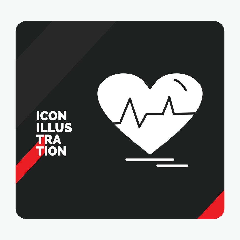 Red and Black Creative presentation Background for ecg. heart. heartbeat. pulse. beat Glyph Icon vector