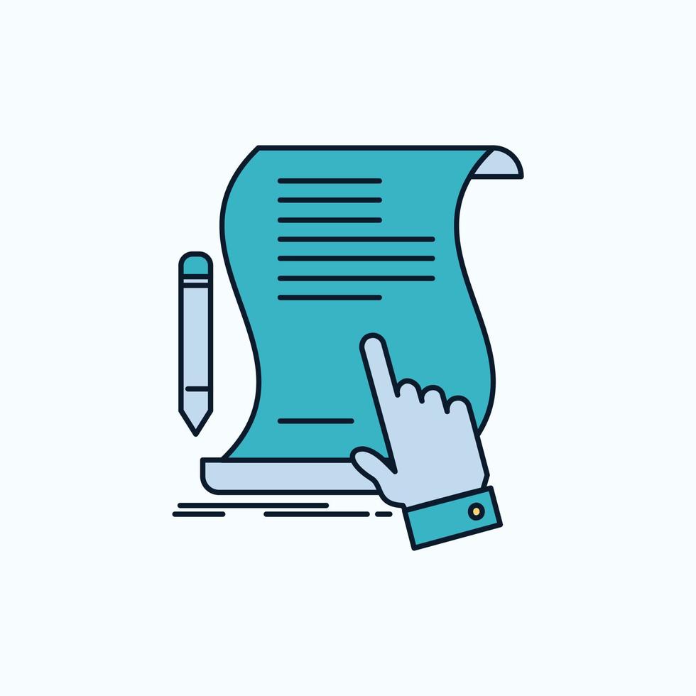 contract. document. paper. sign. agreement. application Flat Icon. green and Yellow sign and symbols for website and Mobile appliation. vector illustration
