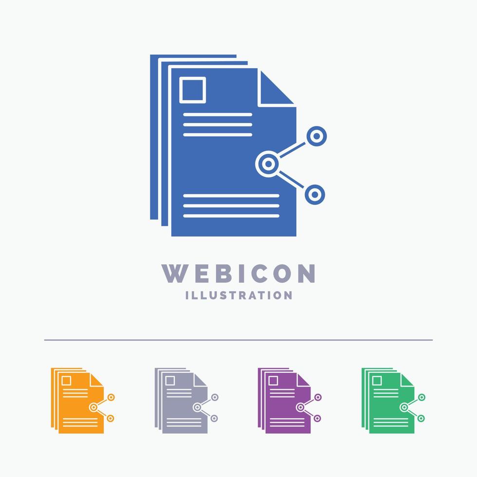 content. files. sharing. share. document 5 Color Glyph Web Icon Template isolated on white. Vector illustration