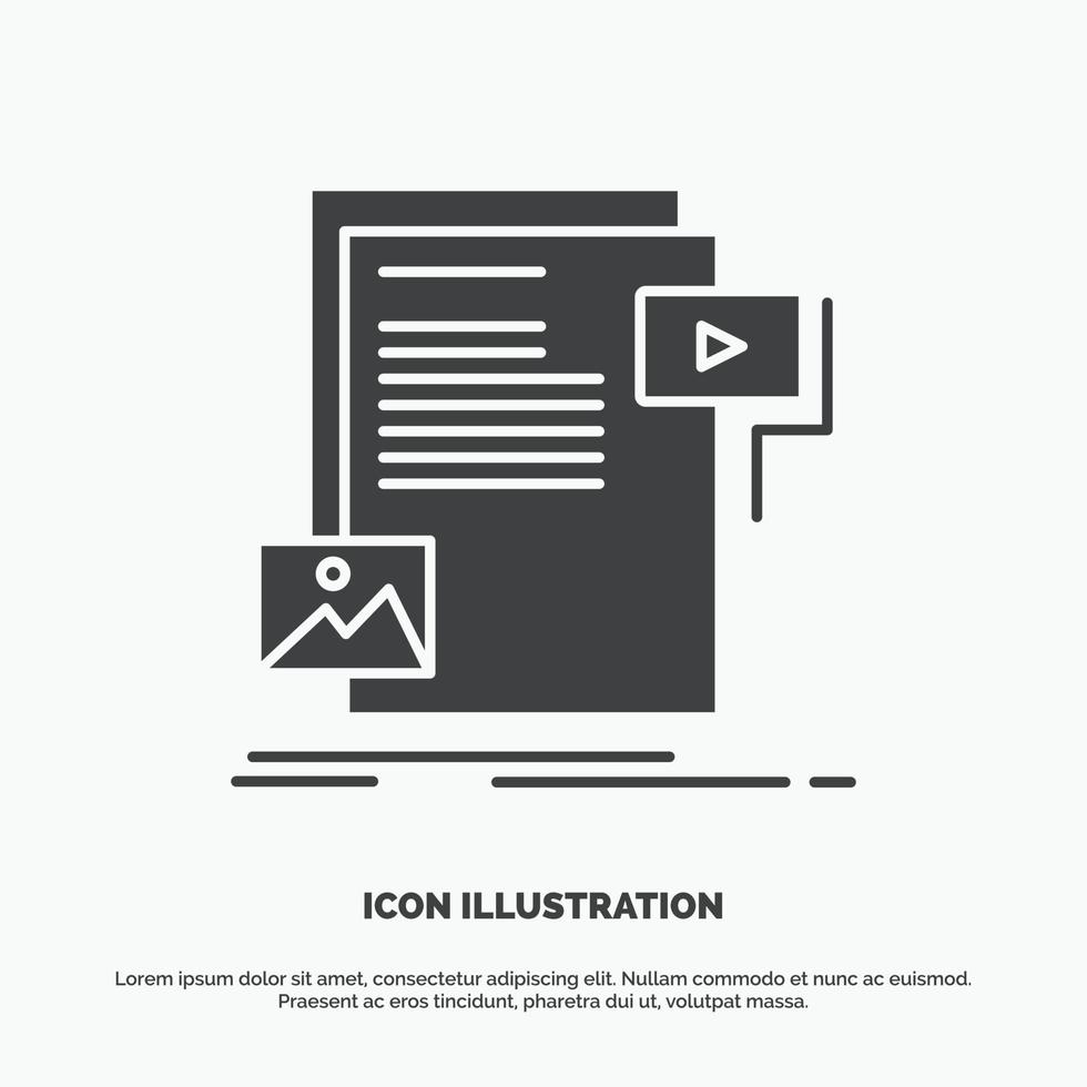 data. document. file. media. website Icon. glyph vector gray symbol for UI and UX. website or mobile application