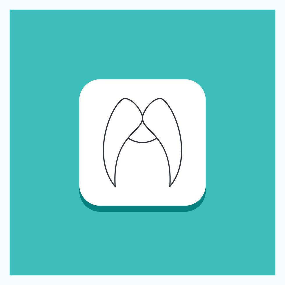 Round Button for moustache. Hipster. movember. male. men Line icon Turquoise Background vector