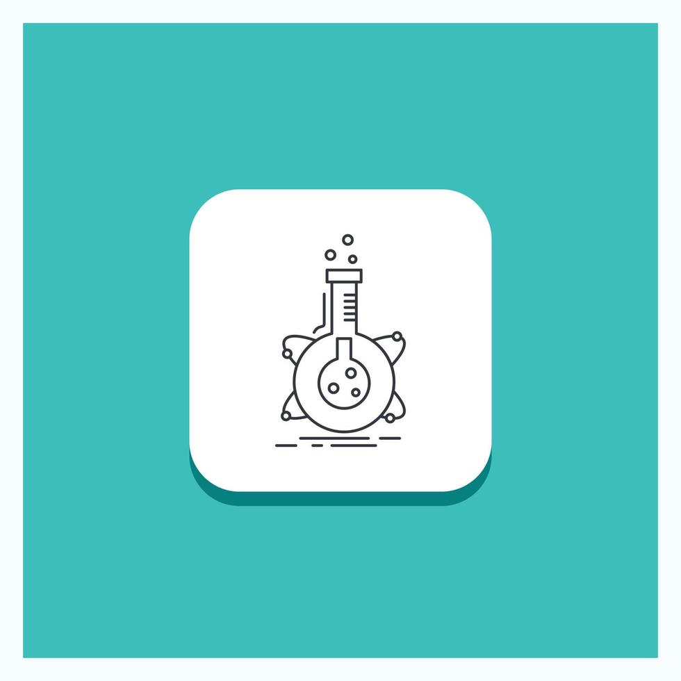 Round Button for research. laboratory. flask. tube. development Line icon Turquoise Background vector