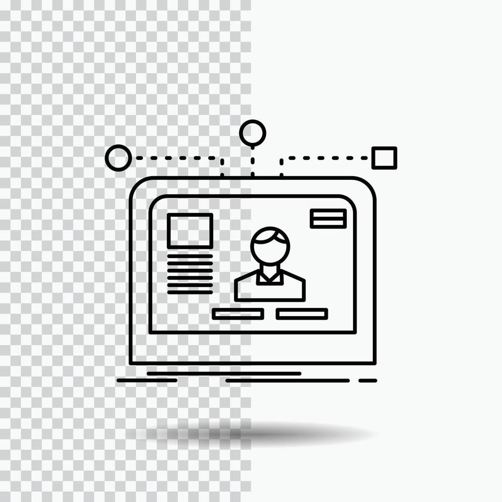 interface. website. user. layout. design Line Icon on Transparent Background. Black Icon Vector Illustration