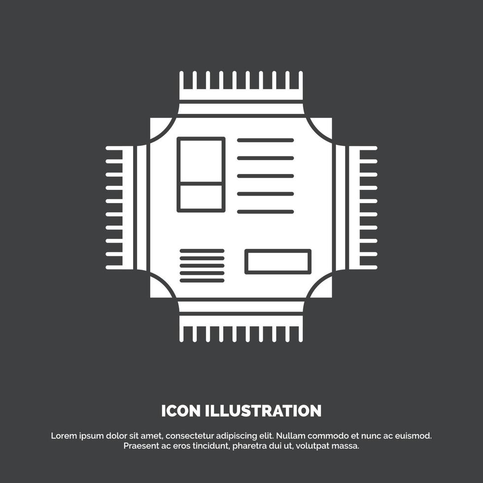 chip. UPC. pastilla. procesador. icono de la tecnología. símbolo de vector de glifo para ui y ux. sitio web o aplicación móvil