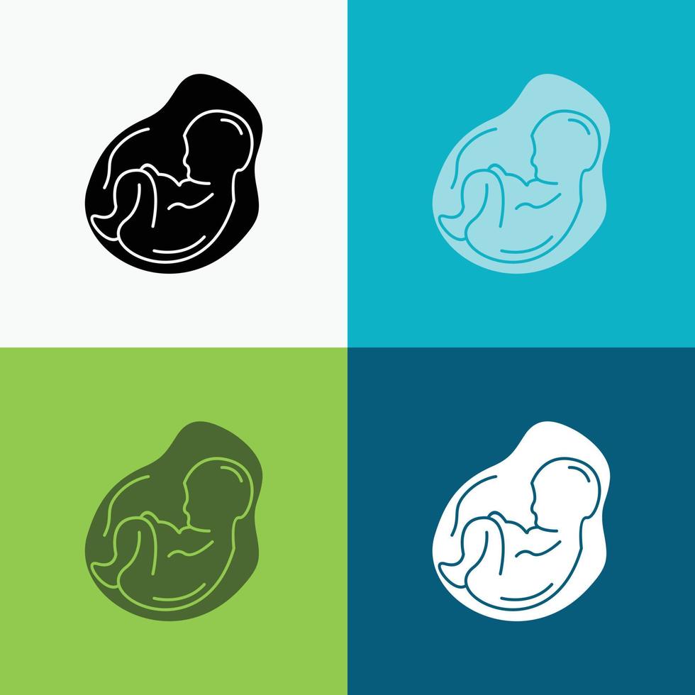 bebé. el embarazo. embarazada. obstetricia. icono de feto sobre varios antecedentes. diseño de estilo de glifo. diseñado para web y aplicación. eps 10 ilustración vectorial vector