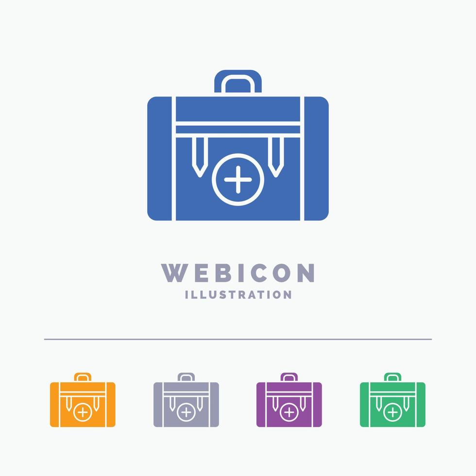 bag. camping. health. hiking. luggage 5 Color Glyph Web Icon Template isolated on white. Vector illustration