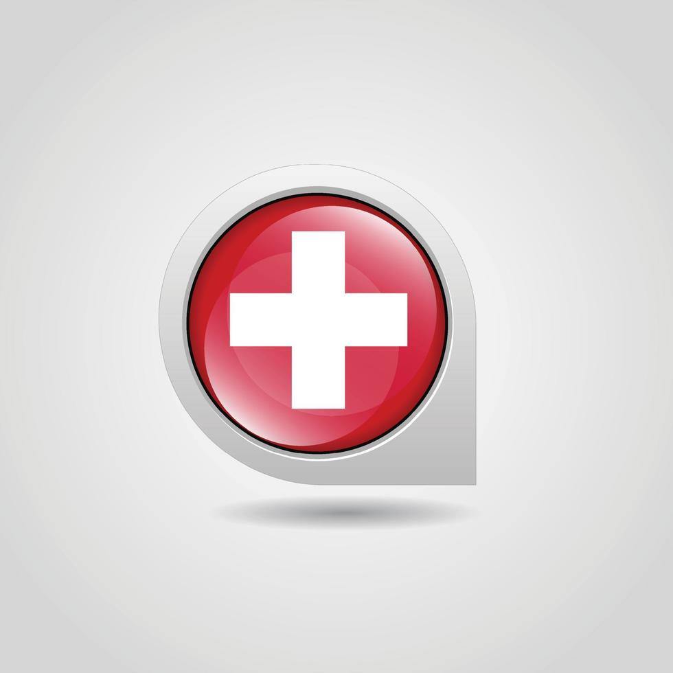 Switzerland Flag Map Pin vector