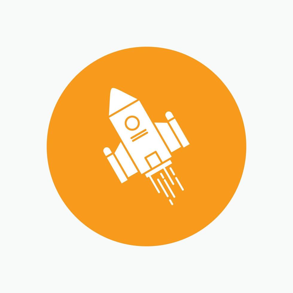 space craft. shuttle. space. rocket. launch White Glyph Icon in Circle. Vector Button illustration