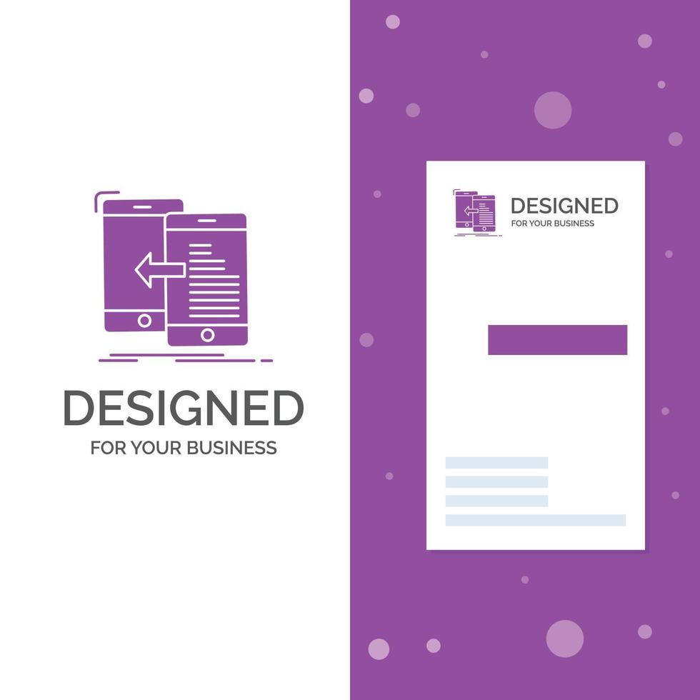 Business Logo for data. transfer. mobile. management. Move. Vertical Purple Business .Visiting Card template. Creative background vector illustration